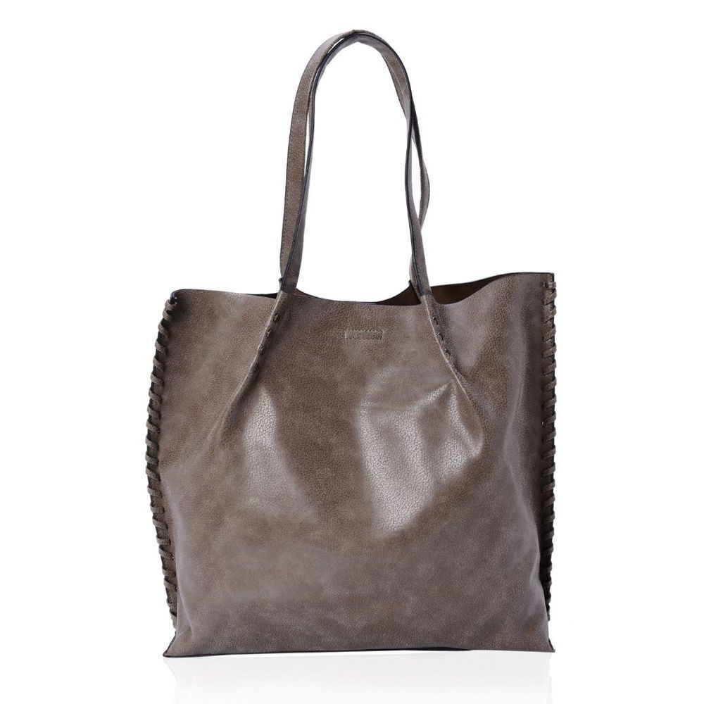 J FRANCIS Tote/Handbag Faux Leather Taupe